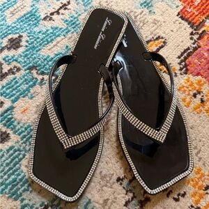 LAUREN LORRAINE "TAMPA" BLACK RHINESTONE SANDALS